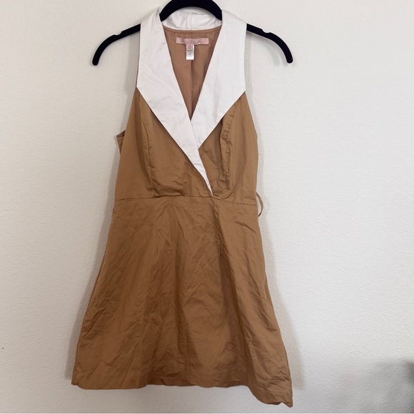 Anthropologie Hutch Sleeveless Collared Dress in Tan size 0 - Picture 6 of 9